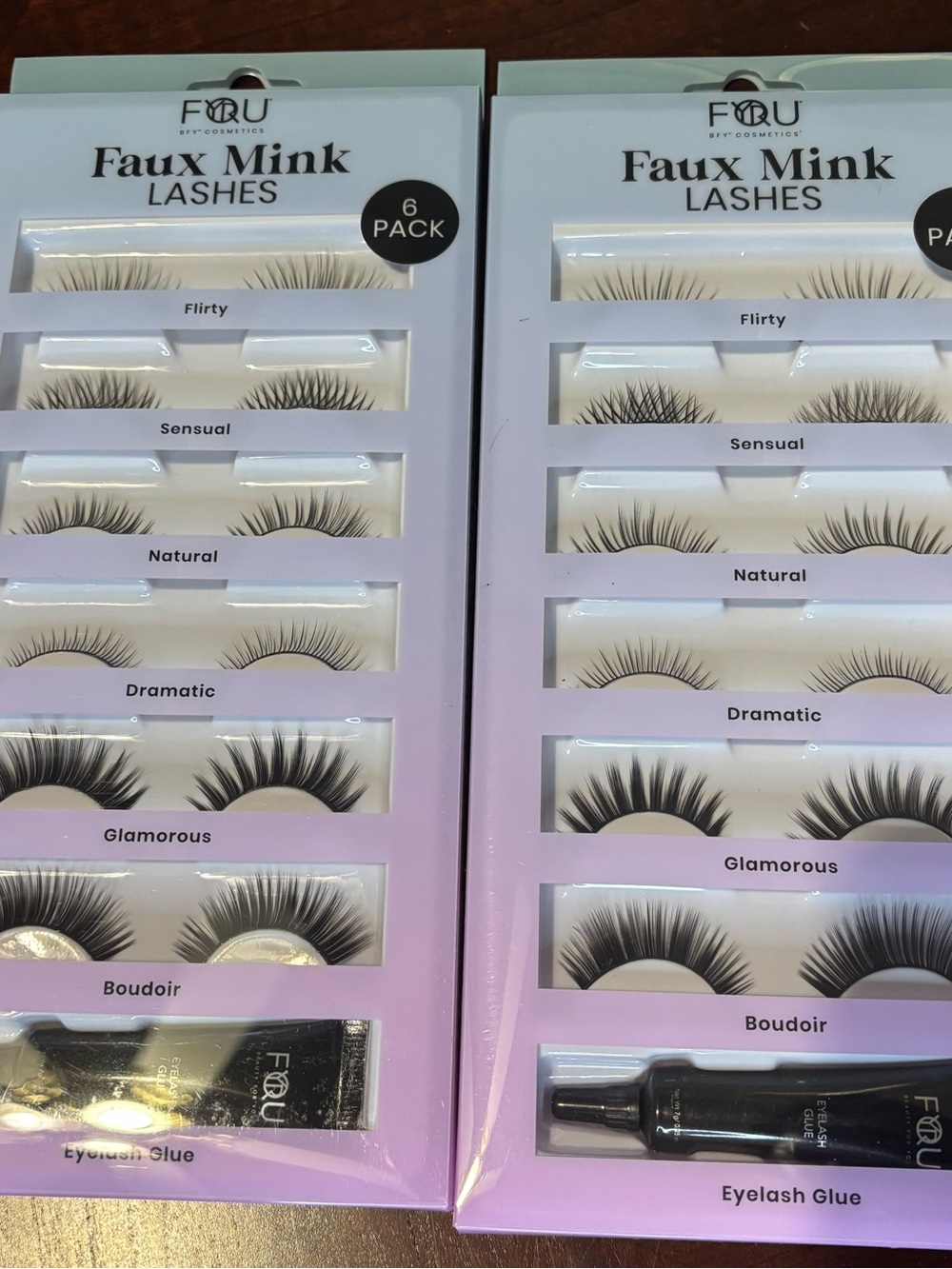 2 Packs of 6 Faux Mink Lashes with Eyelash Glue - Black - Picture 3 of 7